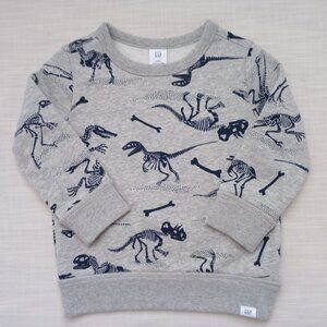 Baby Gap Toddler Long Sleeve Gray Sweatshirt Dinosaur Pattern Size 2 Yrs 95 cm